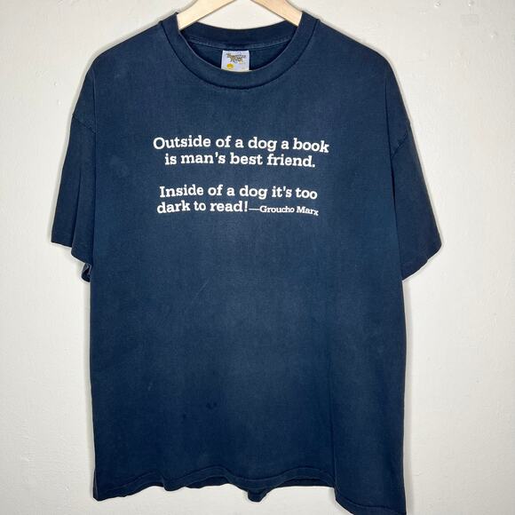 Vtg 90s Groucho Marx Graphic Tee XL Single Stitch USA Quote Comedian Dog Book - Picture 1 of 8